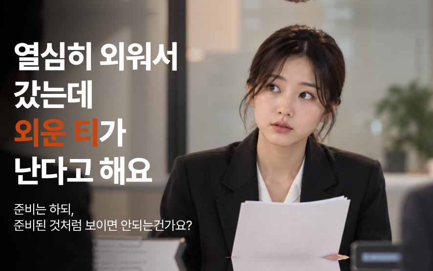 열심히 외워서 갔는데 외운 티가 난다고 해요