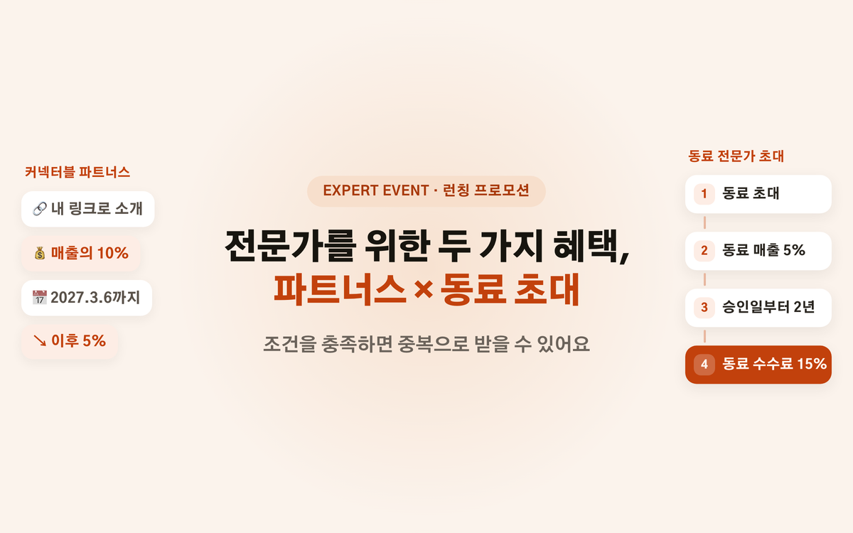 전문가를 위한 두 가지 혜택, 커넥터블 파트너스와 동료 전문가 초대 이벤트